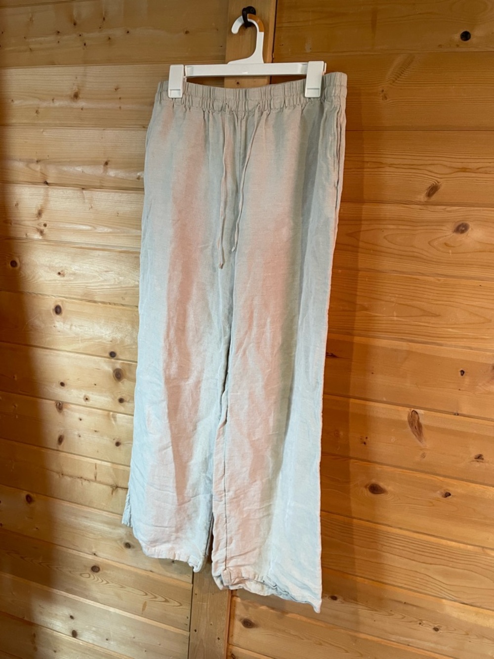 H&M Oat Linen-Blend Elastic Waist Pants